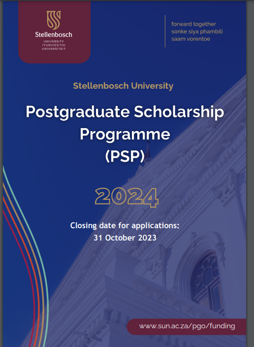 Call for Applications! Post Graduate Scholarship Programme! Stellonbosch University!